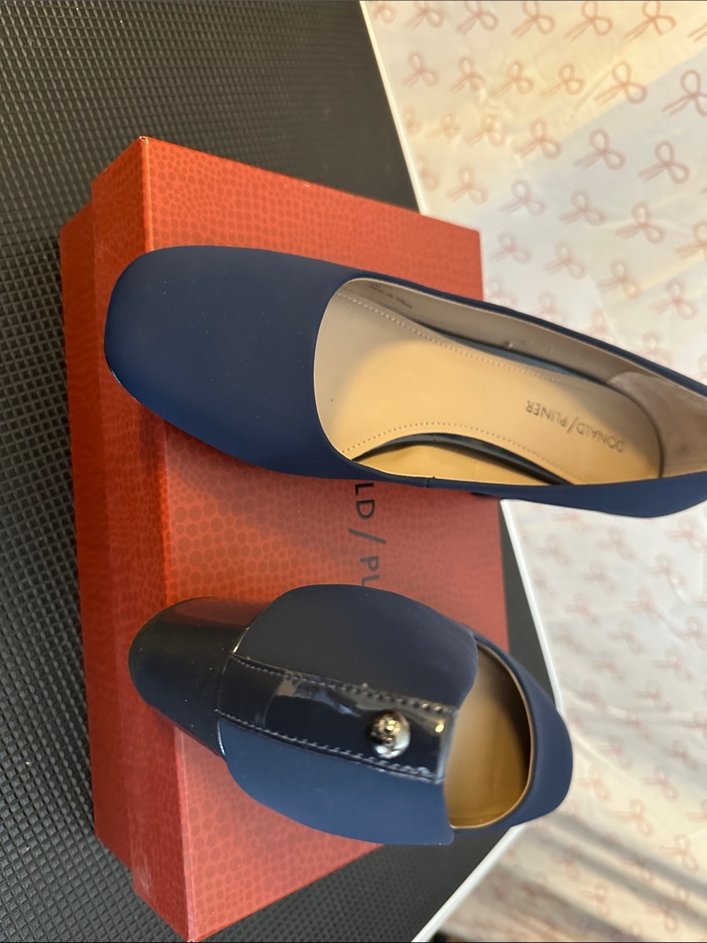 Donald J. Pliner Navy Round-Toe Block Heel Pumps